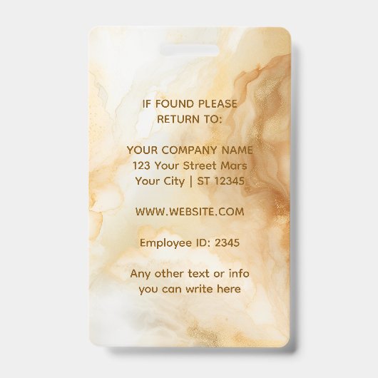 Elegant Gold Marble Professional バッジ (裏面)