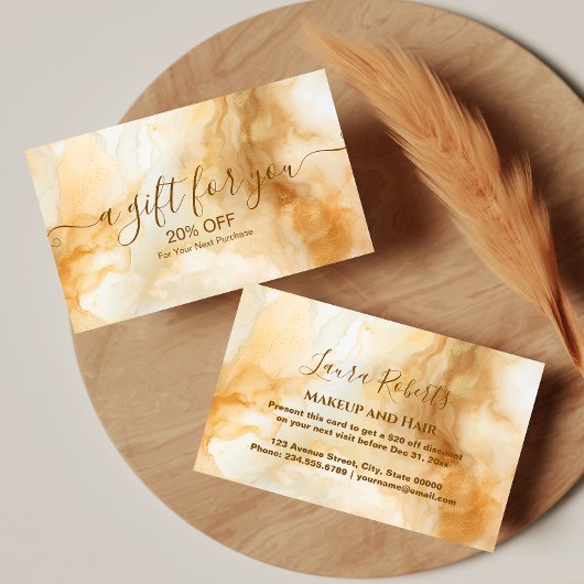 Elegant Gold Marble Professional 割引カード