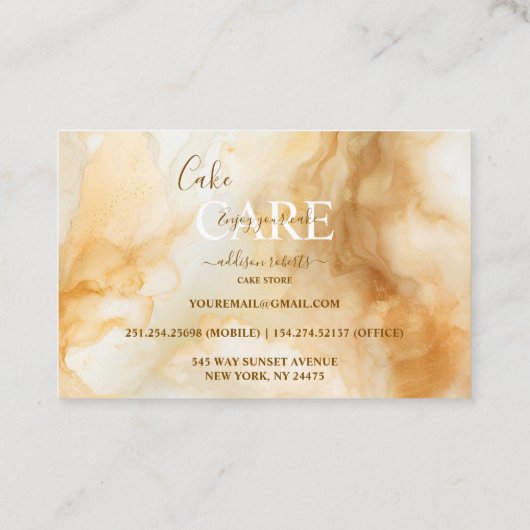 Elegant Gold Marble Professional Cake Care  名刺 (裏面)