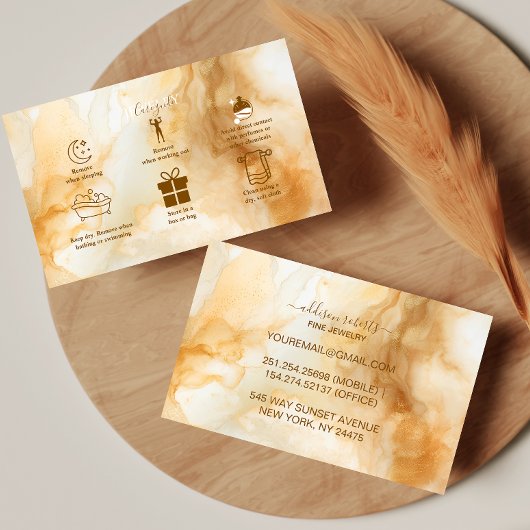 Elegant Gold Marble Professional Jewelry Care  名刺