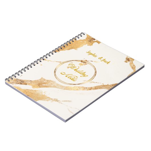 Elegant Gold Marble Wedding Notes Notebook  ノートブック (左側)