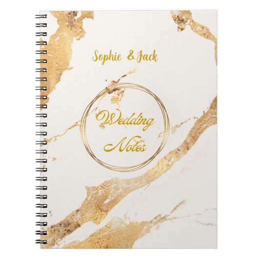 Elegant Gold Marble Wedding Notes Notebook ノートブック (正面)