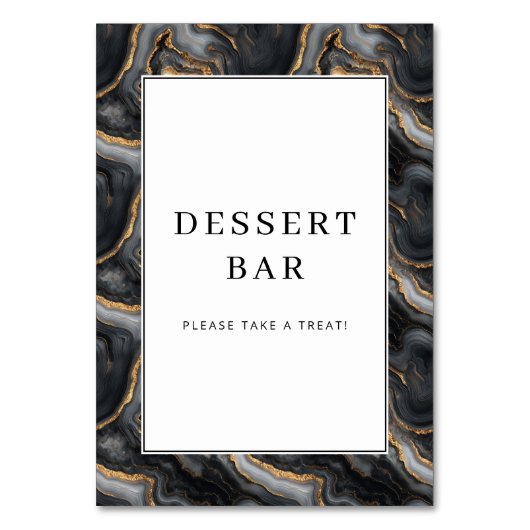 Elegant Gold Marbled Dessert Bar Sign テーブルナンバー (正面)