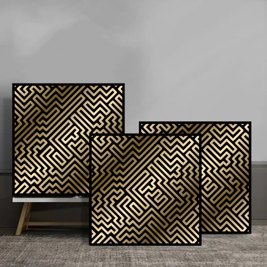 Elegant Gold Maze Geometric Luxury Design タイル