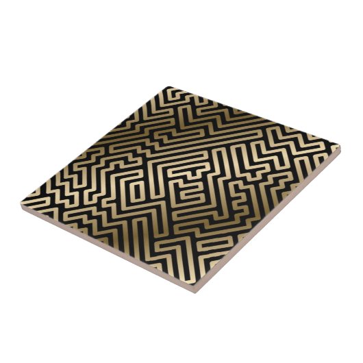 Elegant Gold Maze Geometric Luxury Design タイル (側面)