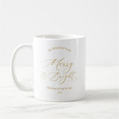 Elegant Gold “Merry & Bright” Holiday Mug コーヒーマグカップ (左)