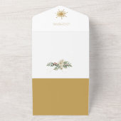 Elegant Gold Merry Christmas Botanical 3-Photo オールインワン招待状 (外側)