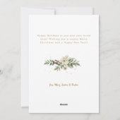 Elegant Gold Merry Christmas Botanical 3-Photo シーズンカード (裏面)