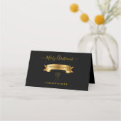 Elegant Gold Merry Christmas Personalized  プレイスカード (正面)