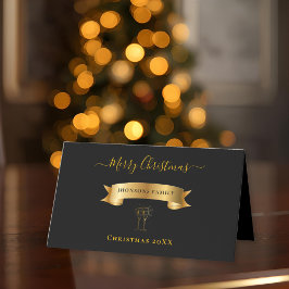 Elegant Gold Merry Christmas Personalized  プレイスカード