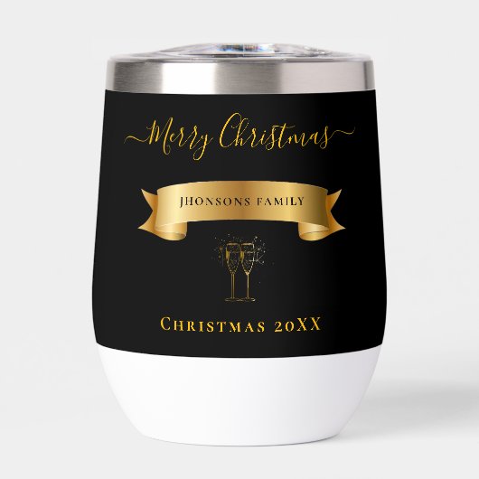 Elegant Gold Merry Christmas Personalized Tumbler (正面)