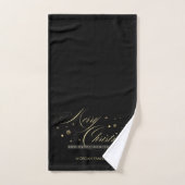 Elegant Gold Merry Christmas Script Black バスタオルセット (ハンドタオル)