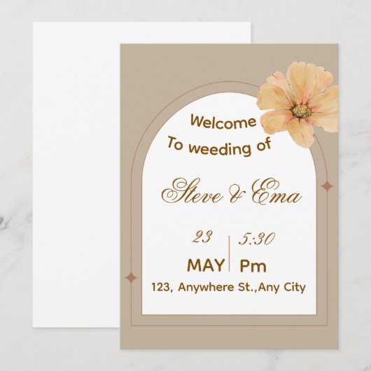 Elegant Gold Minimal Wedding Invitation | Simple & 招待状 (正面/裏面)