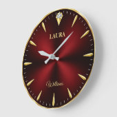 Elegant Gold Minimalist Burgundy Luxury ラージ壁時計 (傾斜)