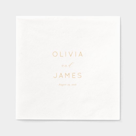 Elegant Gold Minimalist Calligraphy 箔ナプキン (正面)