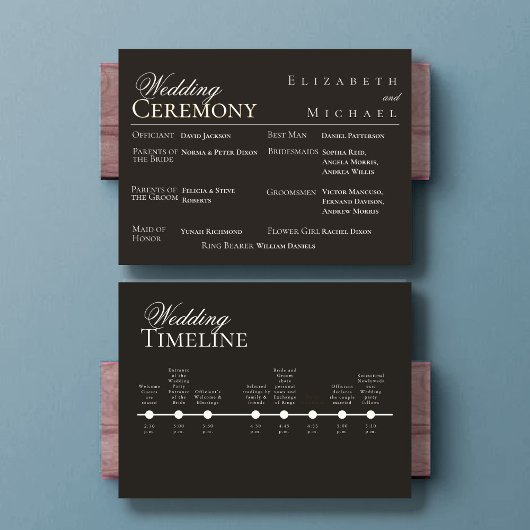Elegant Gold Minimalist Wedding Program Timeline メニュー