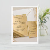 Elegant Gold Mirror Acrylic Wedding Invitations wi 招待状 (スタンド正面)