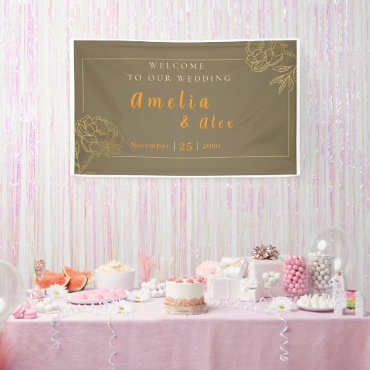 Elegant Gold Modern Wedding Celebration Decor Bann 横断幕 (パーティー)