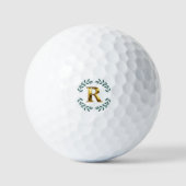 Elegant Gold Monogram Alphabet Custom Golf Balls ゴルフボール (正面)