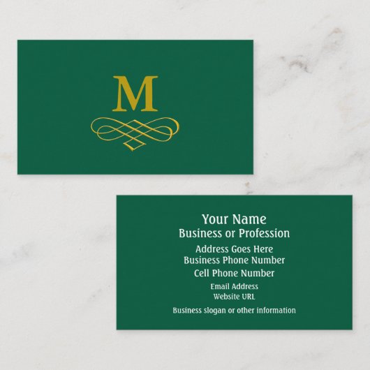 Elegant Gold Monogram and Calligraphy 名刺 (正面/裏面)