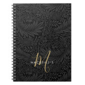 Elegant Gold Monogram Black Floral Pattern ノートブック (正面)