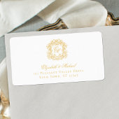 Elegant Gold Monogram Crest Wedding Address ラベル