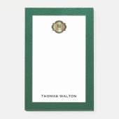 Elegant Gold Monogram Emerald Green Leather Look ポストイット (正面)