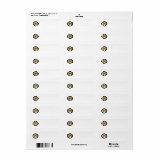 Elegant Gold Monogram File Folder Labels ラベル (フルシート)