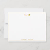 Elegant Gold Monogram Initials Couple Name Photo  ノートカード (正面)