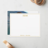 Elegant Gold Monogram Initials Couple Name Photo  ノートカード (正面/裏面インサイチュ)