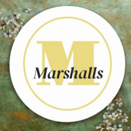 Elegant Gold Monogram Script Name  ラウンドシール