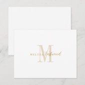 Elegant Gold Monogram Script Serif ノートカード (正面/裏面)