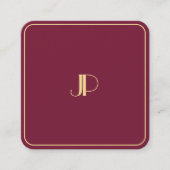 Elegant Gold Monogram Template Luxury Bordeaux スクエア名刺 (正面)