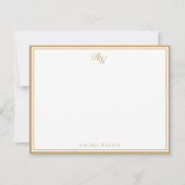 Elegant Gold Monogram Two Border ノートカード (正面)
