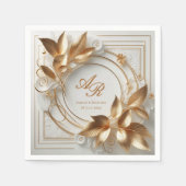 Elegant Gold Monogram Wedding  スタンダードカクテルナプキン (正面)