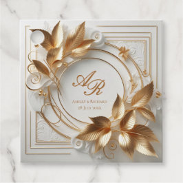 Elegant Gold Monogram Wedding Favor Tags フェイバータグ