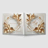 Elegant Gold Monogram Wedding Guest Book ゲストブック (全面)