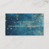 Elegant Gold Moon Fairy Stars Blue Watercolor 名刺 (裏面)