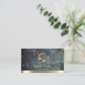 Elegant Gold Moon Stars Watercolor 名刺 (スタンド正面)