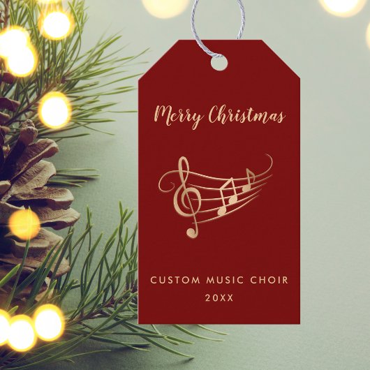 Elegant Gold Music Notes Choir Musician Christmas  ギフトタグ