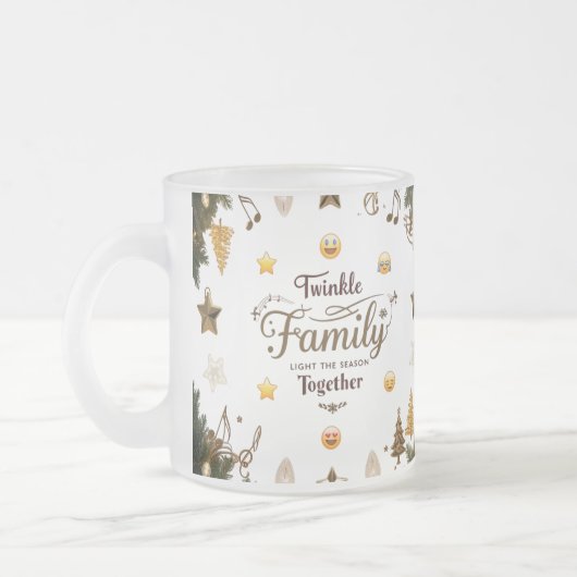 Elegant Gold Musical Twinkle Family Frosted Glass  フロストグラスマグカップ (左)