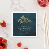 ELEGANT GOLD NAVY UNDERWATER SEAWEED BRIDAL SHOWER スタンダードカクテルナプキン (インサイチュ)