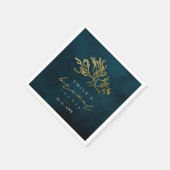 ELEGANT GOLD NAVY UNDERWATER SEAWEED BRIDAL SHOWER スタンダードカクテルナプキン (角)