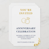 Elegant Gold & Navy Wedding Anniversary Invitation 招待状 (正面/裏面)