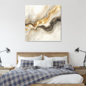 Elegant Gold & Neutral Marble Abstract Art キャンバスプリント (インサイチュ (寝室))