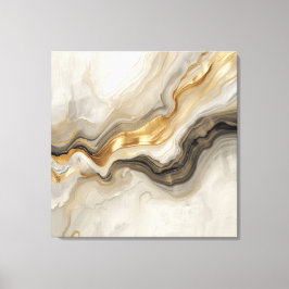Elegant Gold & Neutral Marble Abstract Art キャンバスプリント