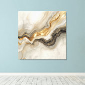 Elegant Gold & Neutral Marble Abstract Art キャンバスプリント (インサイチュ (ウッドフロア))