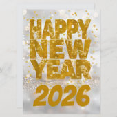 Elegant Gold New Year Greeting シーズンカード (正面/裏面)