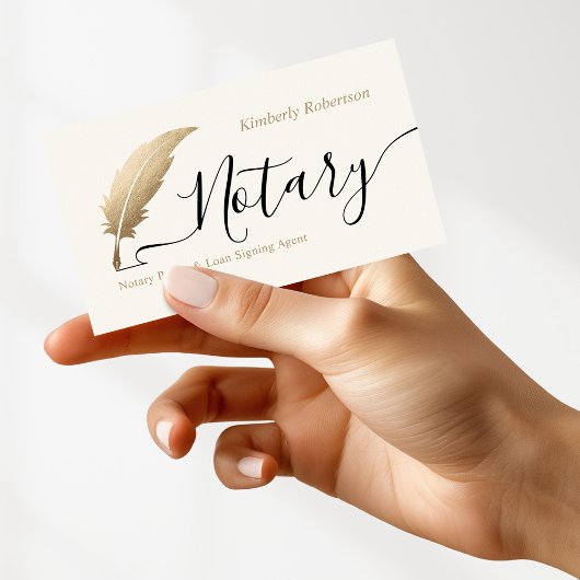  Elegant Gold Notary Calligraphy Business Card 名刺
