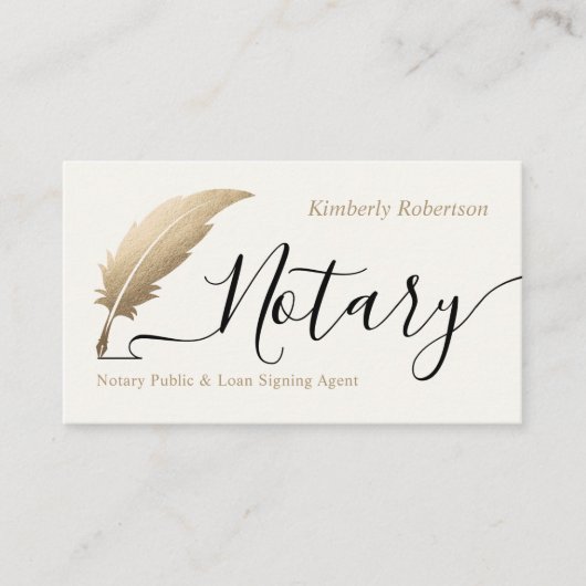 Elegant Gold Notary Calligraphy Business Card 名刺 (正面)